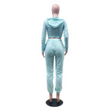 Small Waist Solid Color High Elastic Sports Two-piece Suit