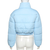 2021 Fashion Stand Collar Zipper Pocket Elastic Hem Cotton Jacket
