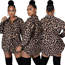 Casual Fashion Leopard Print Shirt Dress