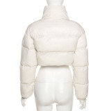 Long-sleeved High-necked Single-breasted Solid Color Padded Jacket