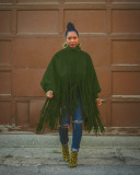 Fashion Solid Color Long-sleeved Fringed Top
