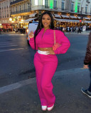 Thick Sweater Sexy Loose Zipper Wide Leg Pants Two-piece Suit
