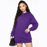 Pure Color Hooded Plus Velvet Fashion Mid-length Top