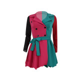 Fashion Casual Color Matching Long-sleeved Dress