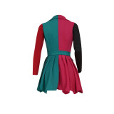 Fashion Casual Color Matching Long-sleeved Dress