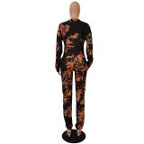Fashion Printed Navel Home Leisure Sports Suit
