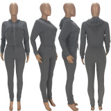 Fashionable Hooded Zipper Casual Suit