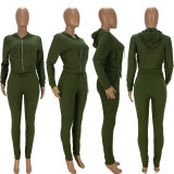 Fashionable Hooded Zipper Casual Suit