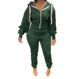 Pure Color Hoodie Jogger Two-Piece Set