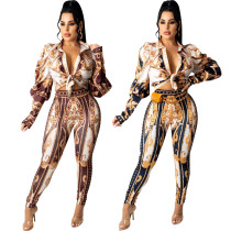 Sexy Fashion Print Two-piece Suit