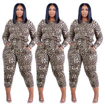 Sloping Shoulder Leopard Print Sexy Jumpsuit