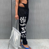 Printed Drawstring Casual Trousers
