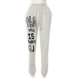 Printed Drawstring Casual Trousers