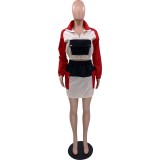 Stitching Short Skirt Long Sleeve Fashion Sports Two-piece Suit