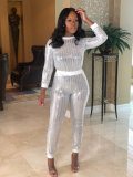 Sexy Sequined Long Sleeve Two-piece Suit