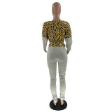 Leopard Print Stitching Fashion Casual Suit