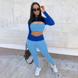High Waist Contrast Color Sports And Leisure Two-piece Suit