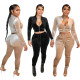 Casual Velvet Zipper Jacket Drawstring Pencil Pants Suit