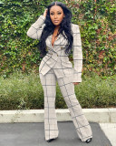 Checked Jacket Casual Suit Wide Leg Two-piece Suit