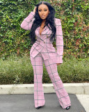 Checked Jacket Casual Suit Wide Leg Two-piece Suit