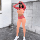 High Waist Contrast Color Sports And Leisure Two-piece Suit