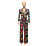 Autumn And Winter New Bohemian Print Two-piece Suit
