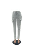 Solid Color Casual Drawstring Pants