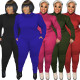 Casual Stitching With Waist Rope Plus Size Two-piece Suit