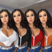 Solid Color Irregular Sexy Zipper Pit Top