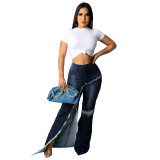 High Waist Split Ripped Fashionable Sexy Jeans