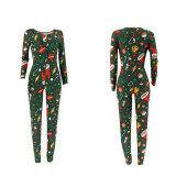 Christmas Tight Sexy Knitted Print Plus Size Bodysuit