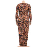 Tight Sexy Leopard Print Plus Size Dress