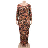 Tight Sexy Leopard Print Plus Size Dress
