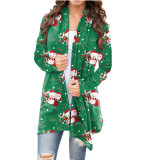 Fashionable Christmas Printed Casual Long Sleeve Cardigan