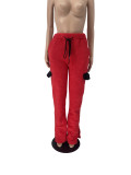 Fashion Solid Color Trousers Split Double-sided Velvet Pants