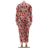 Leopard Print Dress + Coat Two-piece Suit