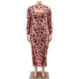 Leopard Print Dress + Coat Two-piece Suit