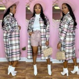 2021 Autumn And Winter Plaid Mid-length Coat