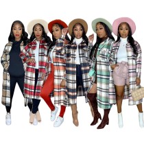 2021 Autumn And Winter Plaid Mid-length Coat