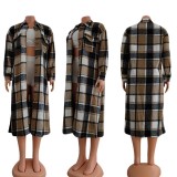 2021 Autumn And Winter Plaid Mid-length Coat
