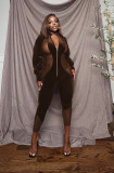 Pure Color Sexy Mesh Stitching Jumpsuit