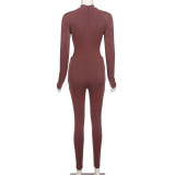 Hollow Thread High Waist Tight-fitting Casual Sports Jumpsuit