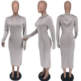 Casual Fashion Solid Color Sexy Hooded Dress
