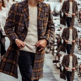 Fashion Mid-length Plaid Woolen Coat