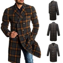 Fashion Mid-length Plaid Woolen Coat
