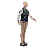 Colorblock Fashion Printed Double Spiral Jacket