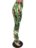 Sexy Camouflage Print Buttocks Pleated Elastic Cotton Pants