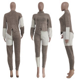 Casual Contrast Stitching Sweater Suit