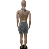 Fashion Suspender Wrap Breast Sequin Dress