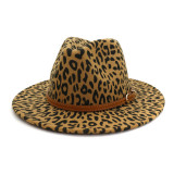 Autumn And Winter British Style Leopard Print Jazz Top Hat